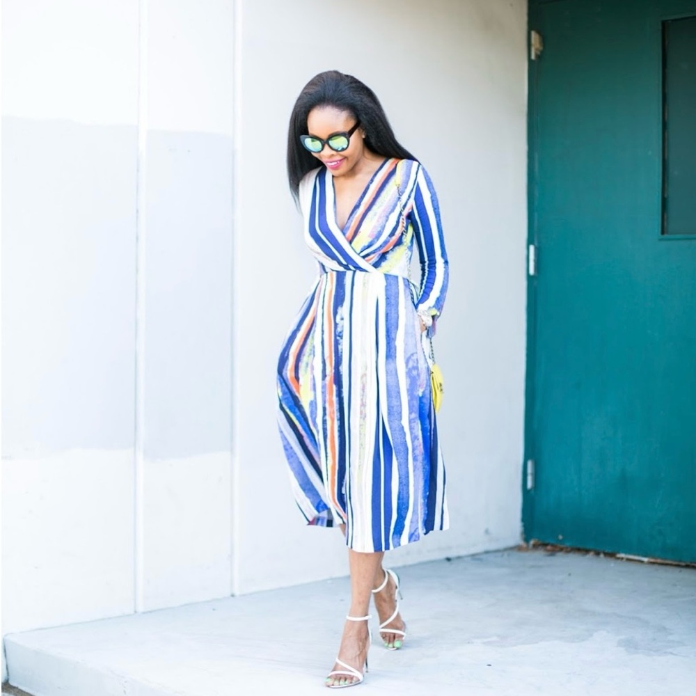 Closet London Striped Long Sleeve Dress size 6